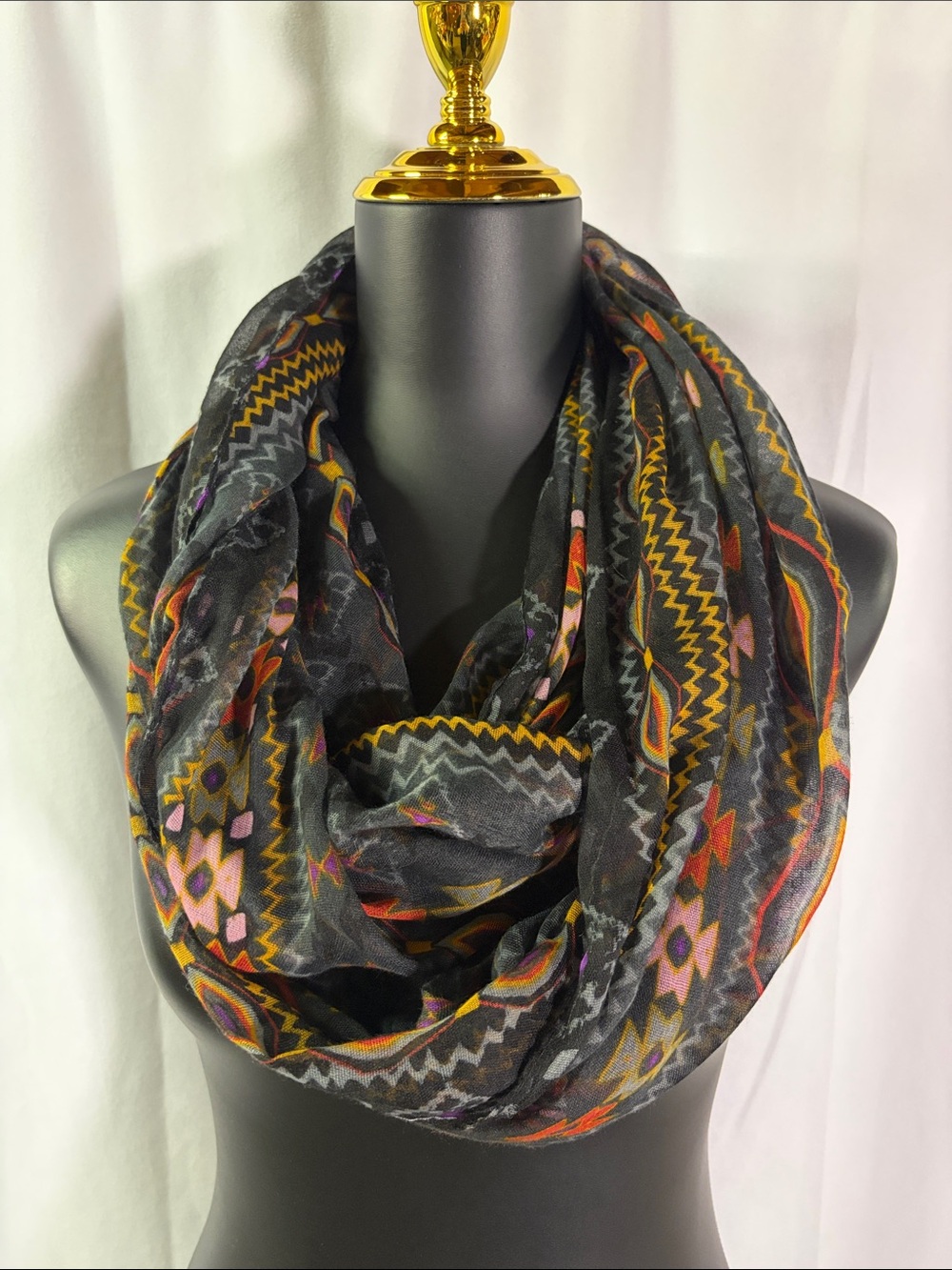 Multicolor Southwestern Boho Print Lightweight Infinity Scarf